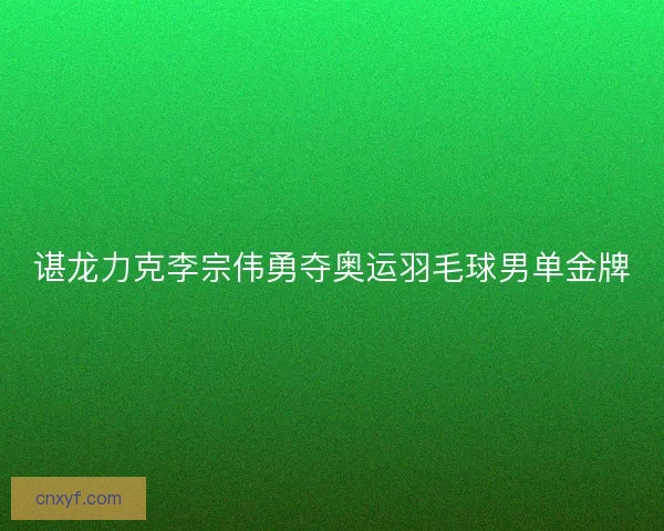 谌龙力克李宗伟勇夺奥运羽毛球男单金牌