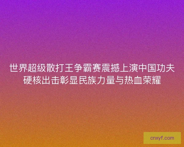 世界超级散打王争霸赛震撼上演中国功夫硬核出击彰显民族力量与热血荣耀